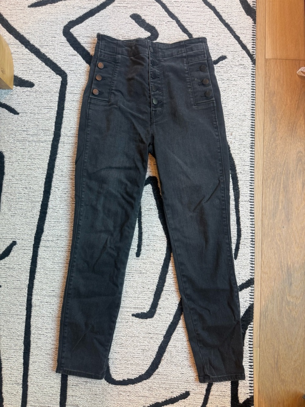 J Brand High-Rise Black Button-Fly Jeans Natasha Color Vane Revolve